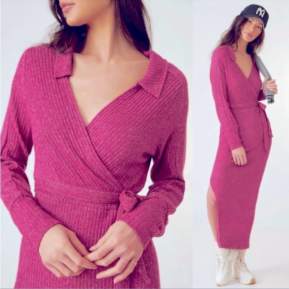 NWT Anthropologie Raspberry Daily Practice Minvet Wrap Dress